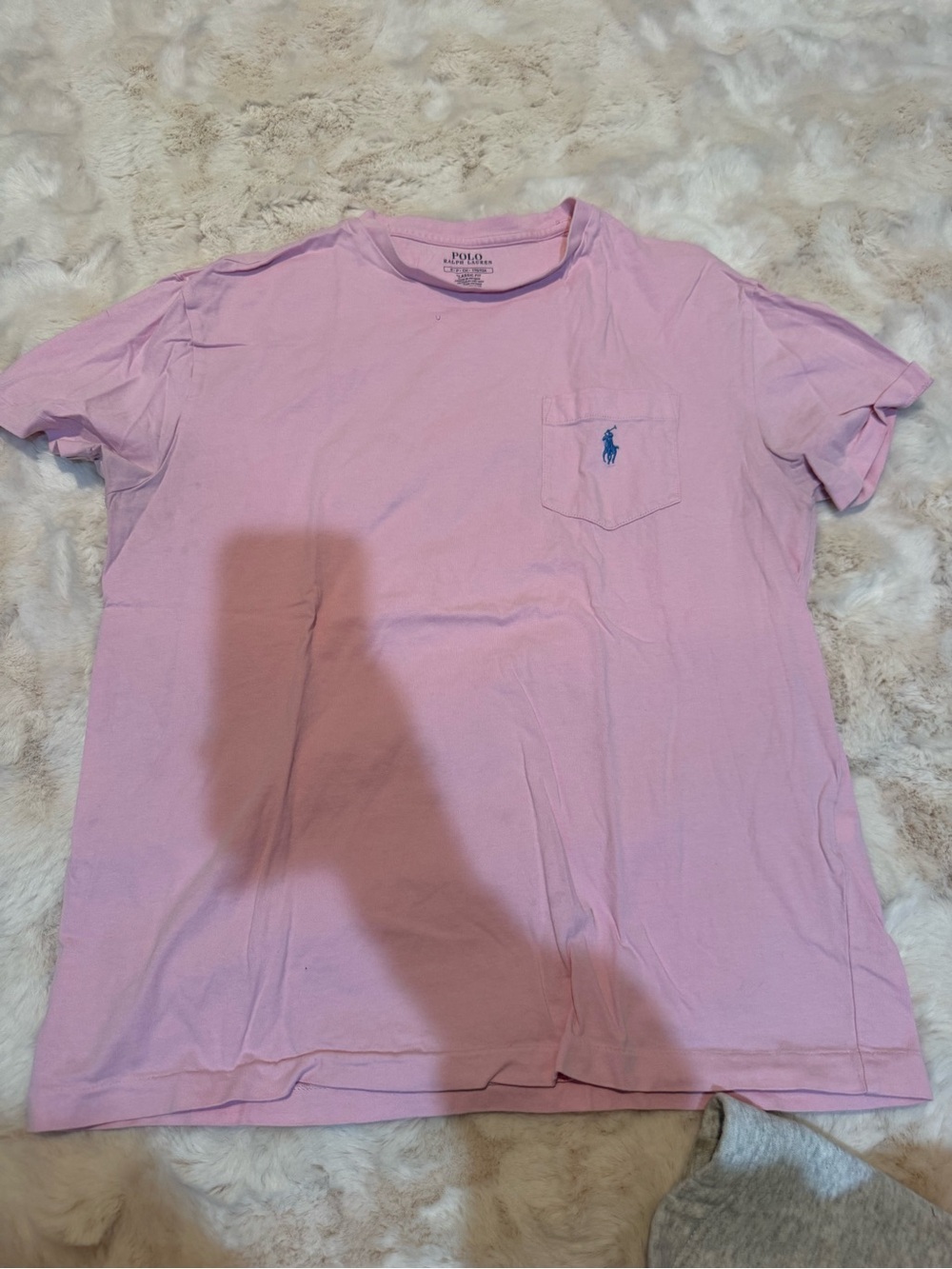 Polo by Ralph Lauren Men’s Light Pink Pocket Tee with Blue Pony